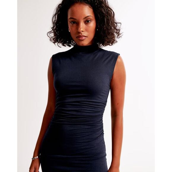 Abercrombie & Fitch The A&F Paloma Midi Dress Dark Indigo - S - Picture 2 of 5